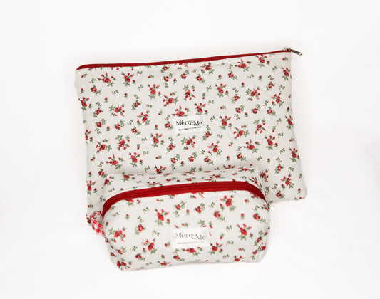 Mère & Me Laptop Sleeve and "Petite" Bag Set Red Roses