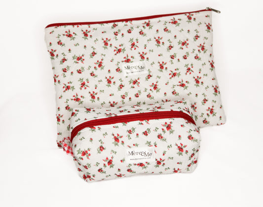 Mère & Me Laptop Sleeve and "Petite" Bag Set Red Roses