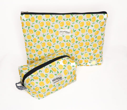 Mère & Me Laptop Sleeve and "Petite" Bag Set Lemons